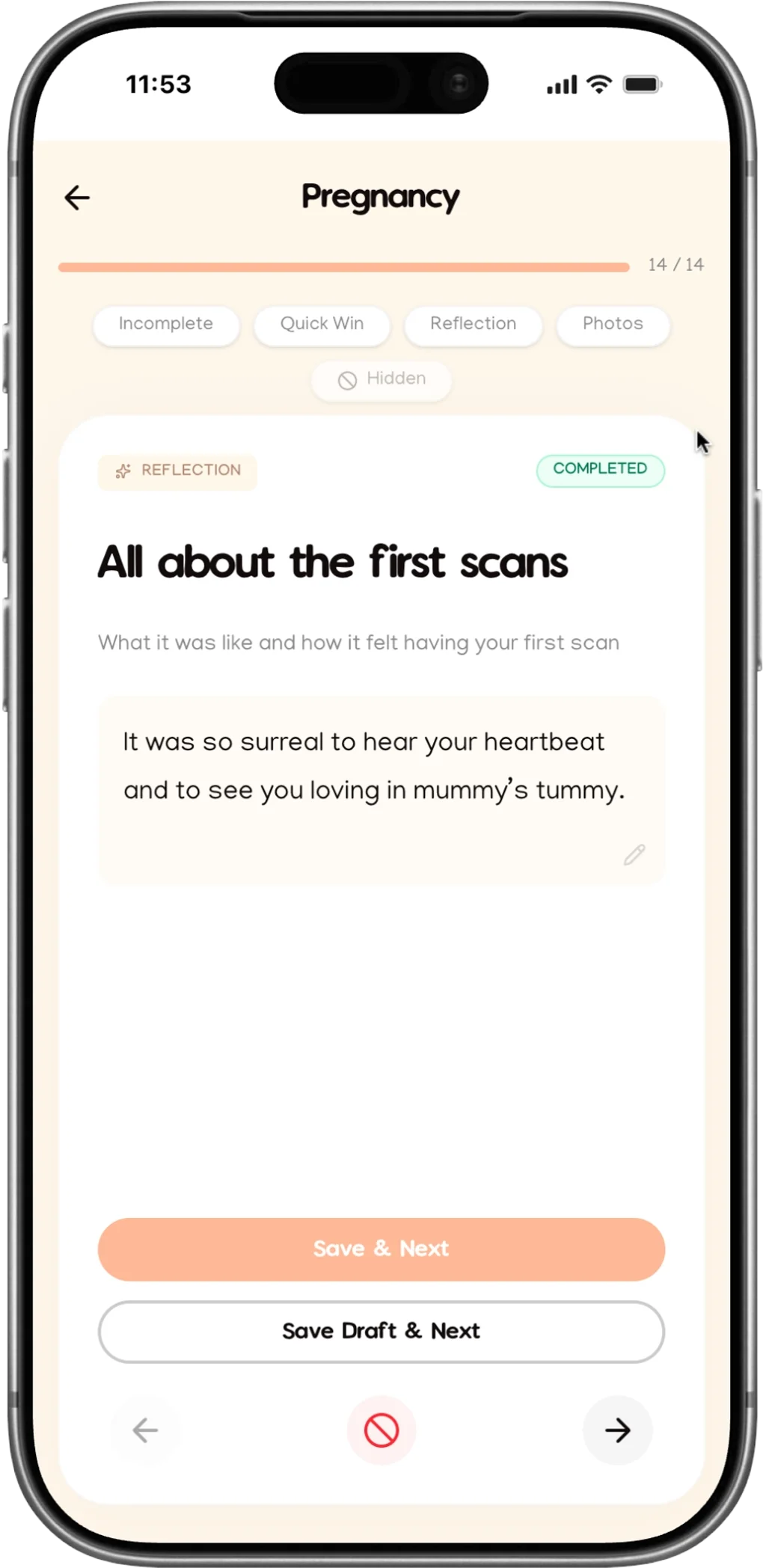 Makia Baby Bump Journal pregnancy screen
